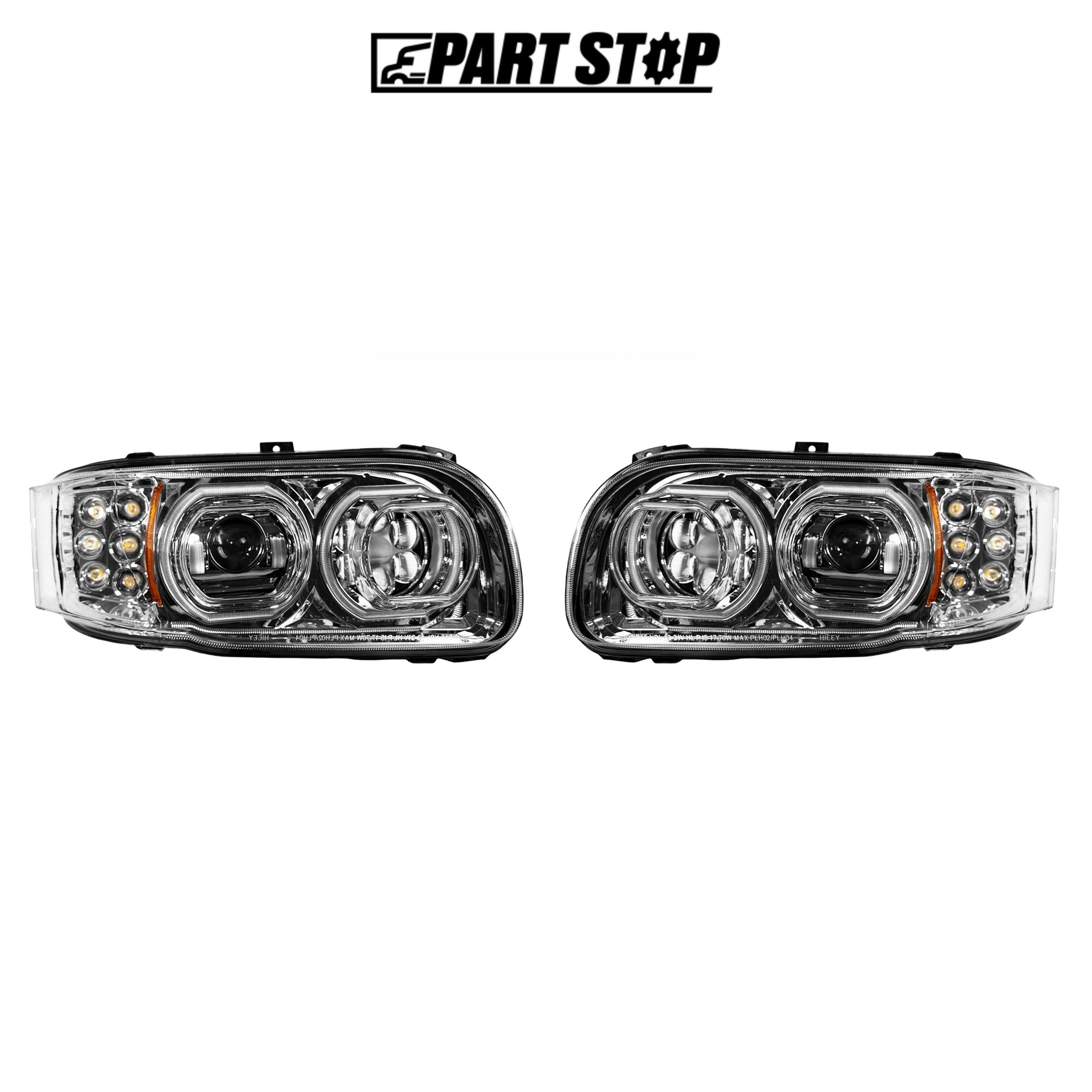 Peterbilt LED Headlight Assembly Side Chrome Housing