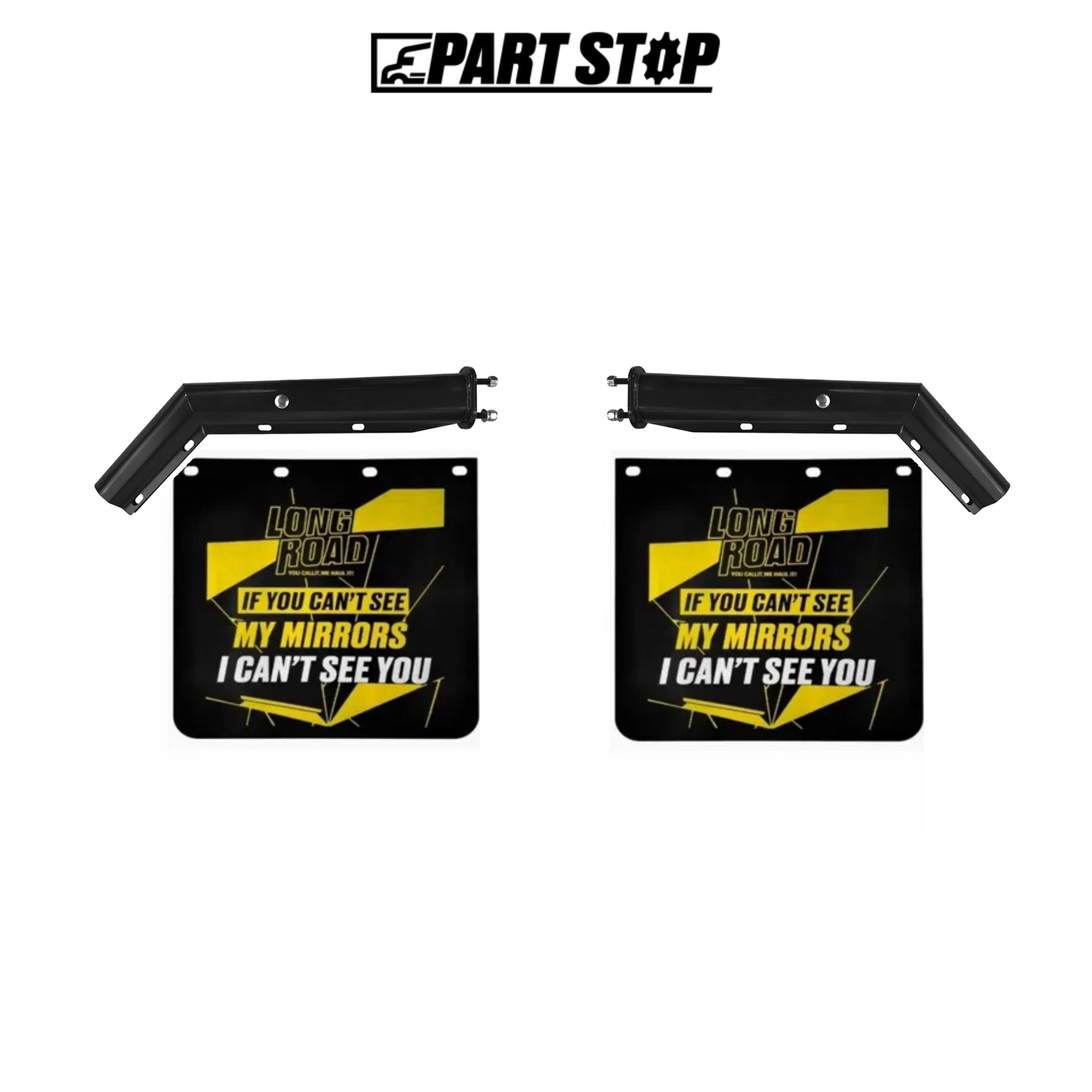 Mud Flap + 27" x 2-1/2" Bolt Spacing 45 Degree Angled Black Steel Hanger KIT