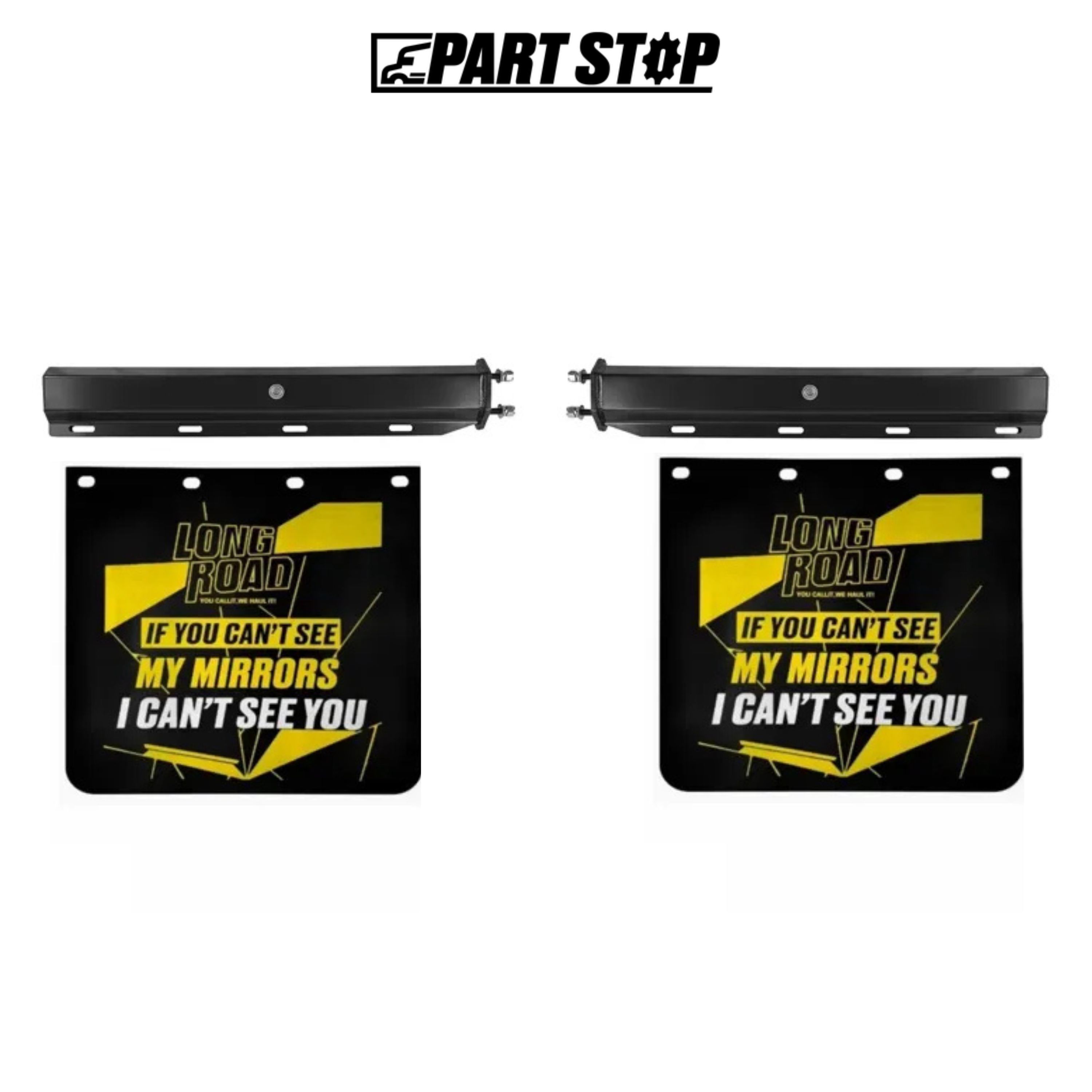 Mud Flap + 30" x 2-1/2" Bolt Spacing Black Steel Hanger KIT